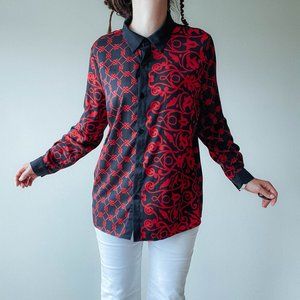 BOB MACKIE WEARABLE ART RED & BLACK BLOUSE